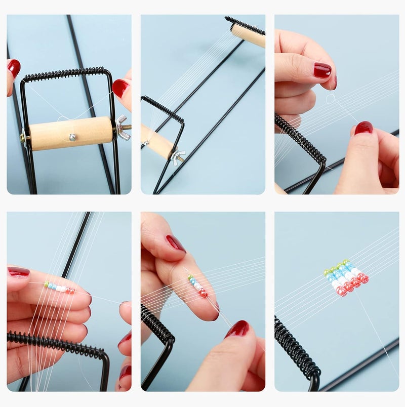 PP OPOUNT Bead Loom Kit, Beading Supplies with 9700 PCS Seed Beads, Tray, Scissors Making Accessories, Beading Loom Kits for Adults Jewelry Making Bracelets Belts - Image 4